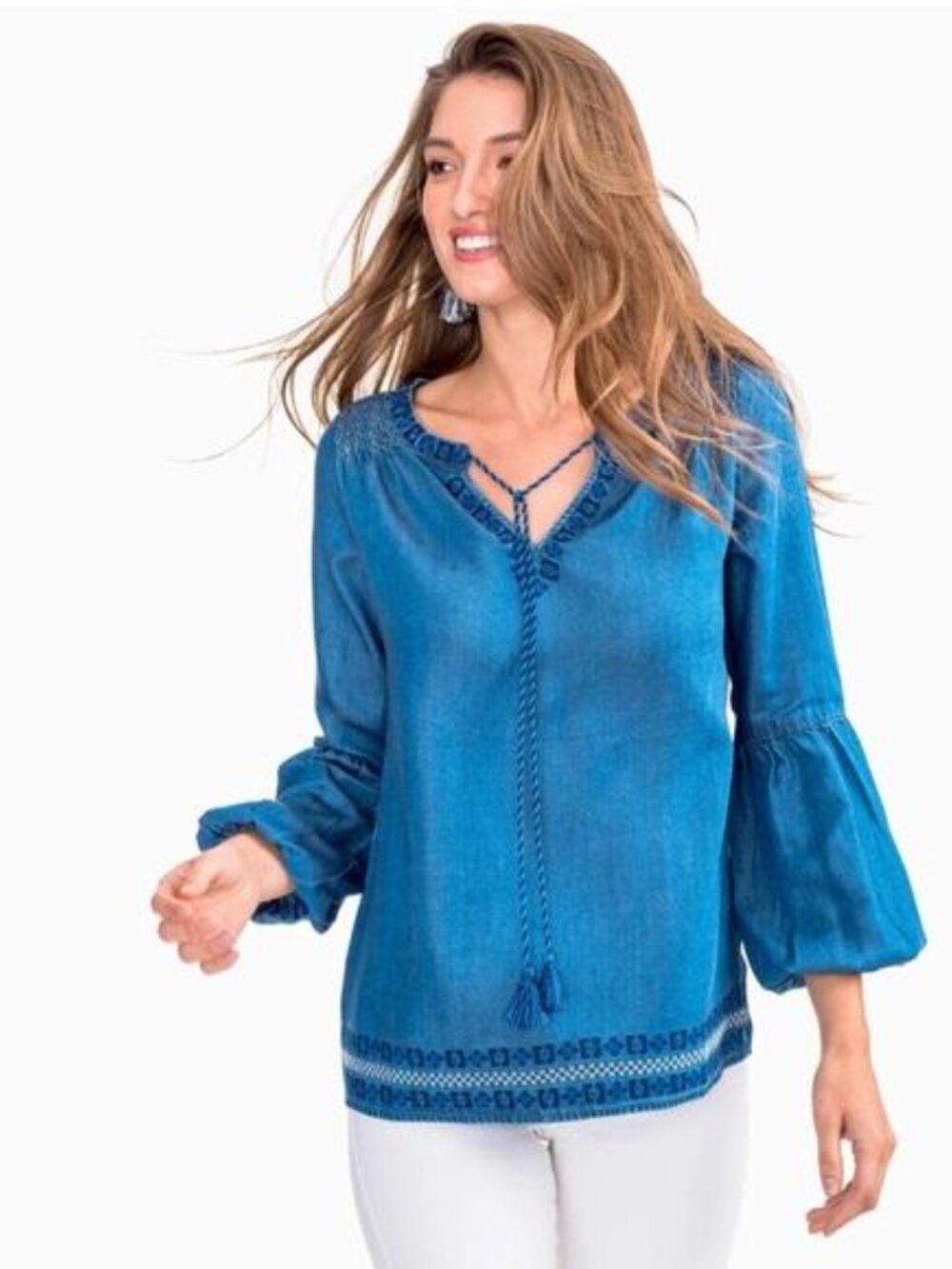 Southern Tide chambray Blouse Tunic Top XL